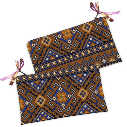 Косметичка жіноча Український орнамент на коричневому фоні 20х12 см (K_15UKR038)