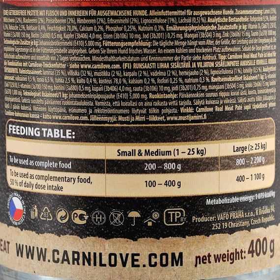 Корм вологий Carnilove Dog k консерви для собак з ягням і кабаном 400 г | Зображення 4