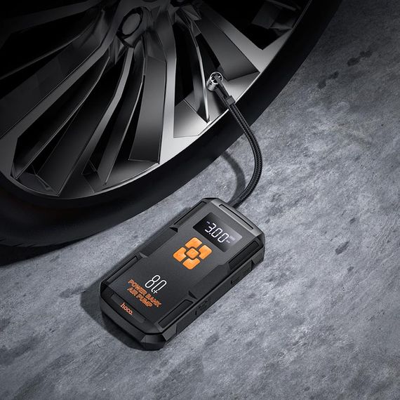 Бустер + насос для авто HOCO QS2 Land portable smart air Pump emergency with start-up power bank 800A (8000mAh) | Зображення 7