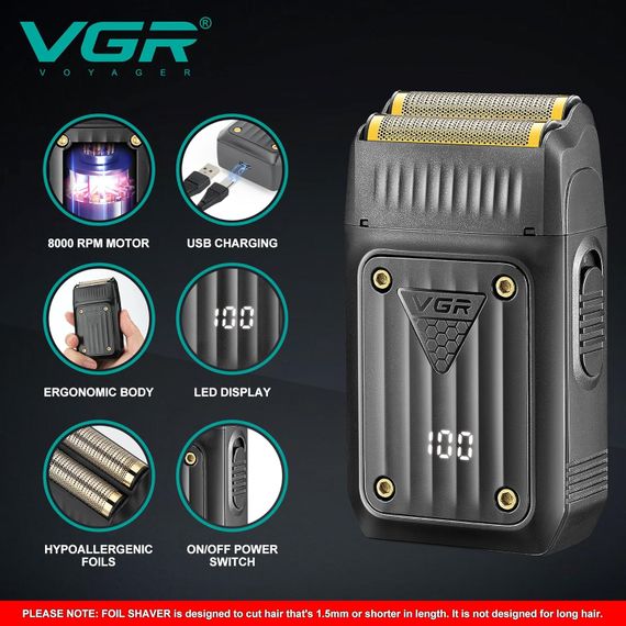 Электробритва VGR V-363 с USB-зарядкой и аккумулятором ∙ Бритва VGR V-363 – сеточная электробритва для путешествий | Зображення 3