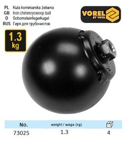 Гиря для чистки дымоходов Польша 1.3 кг гайка М12 VOREL-73025