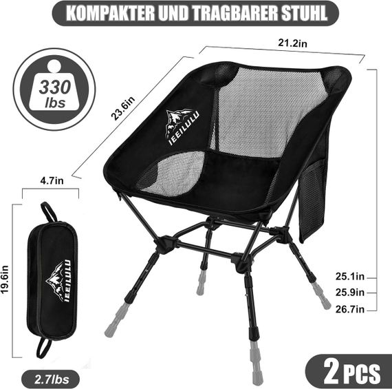 Складной кемпинговый стул 2 шт до 130кг кресло туристическое со спинкой легкое портативное для рыбалки походов | Зображення 5