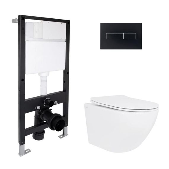 Готовое решение Qtap для ванной комнаты: подвесной унитаз Jay Rimless 485x360x320 + комплект инсталляции Standard (линейная