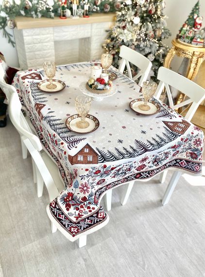 Скатертина гобеленова HUTSUL Limaso, 137х280, Прямокутна, Новорічний, Без люрексу, з мікрофібою, 80% поліестер, 15% бавовна, 5% акрил, Гобелен | Зображення 3