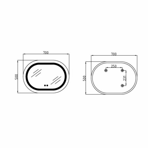 Дзеркало Qtap Gemini 500х700 з LED-підсвічуванням Touch, з антизапотіванням, з димером, рег. темп. кольору (3000-6500K) | Зображення 1
