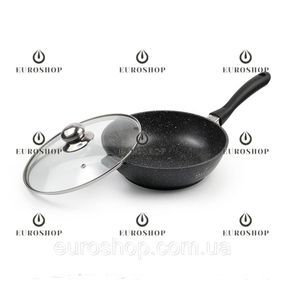 Сковорода глубокая Edenberg EB-3321, 24 см, 2,3 л,антипригарное мраморное покрытие,индукционное дно, с крышкой