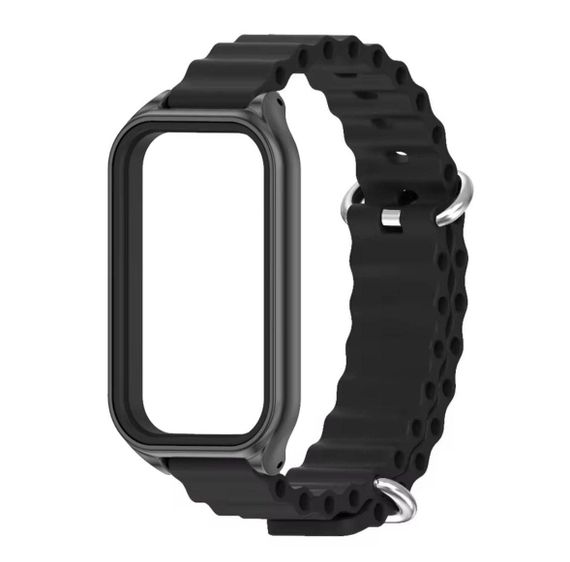 Силіконовий ремінець Mijobs Ocean для фітнес браслета Xiaomi Smart Band 9 Active - Black