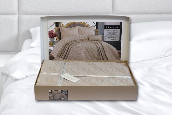 Покривало з бахромою Kayra 240х260 см Dolores капучіно | Зображення 5