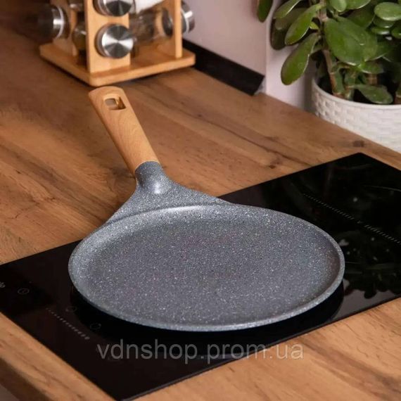 Алюмінієва млинцева сковорода з мармуровим антипригарним покриттям Ø 28 см, товсте дно MGC сірий HP-4-430G | Зображення 1