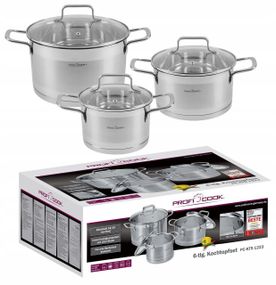 Набор кастрюль ProfiCook PC KTS 1223 – 3 шт., нержавеющая сталь 18/10