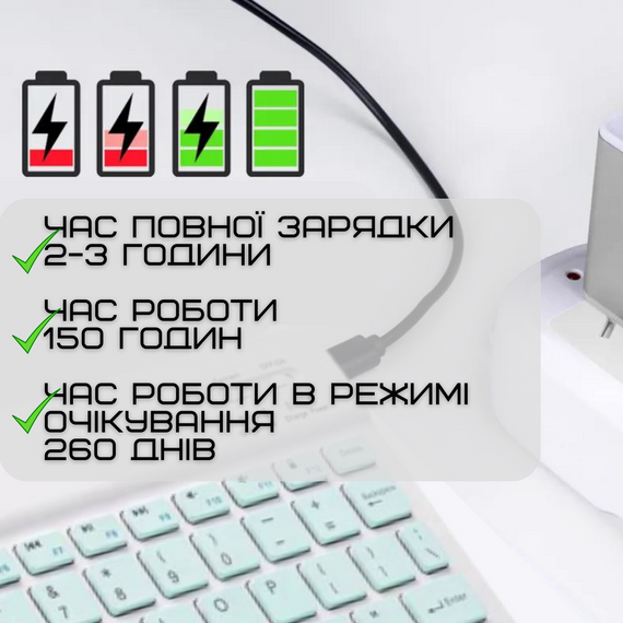 Комплект Клавиатура и Мышка Беспроводная Bluetooth с UA Раскладкой на Аккумуляторе Мини Ультратонкая для ПК Компьютера Телефона | Зображення 4