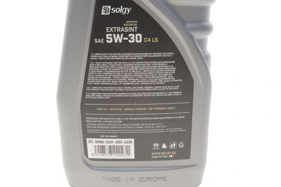 Масло 5W30 EXTRASINT C4 LS 1L  RN 0720 Mercedes Benz226.51 API SN CF ACEA C4 совместимость A3 B4  504029 | Зображення 2