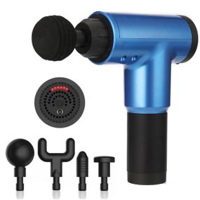 Ручний масажер для тіла Fascial Gun KH-32, Синій / М'язовий вібромасажер для спини зі змінними насадками