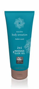 Лубрикант и массажное масло 2 в 1 HOT SHIATSU Massage-& Glide gel 2in1 Amber scent, 200 мл sexstyle