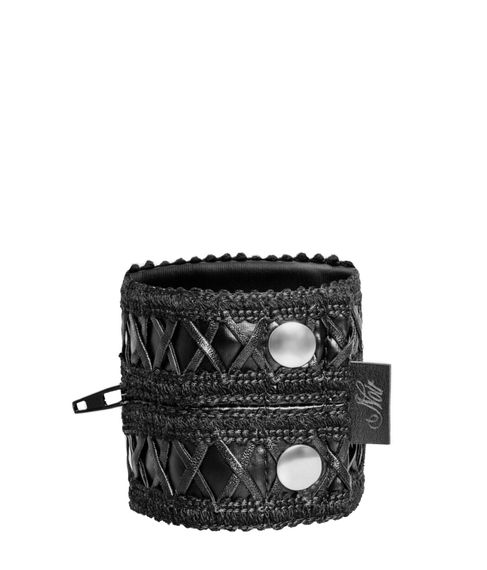 Жіночий гаманець-браслет Noir Handmade F326, black, під шкіру, рельєфний візерунок, кишеня на блискавці | Зображення 2
