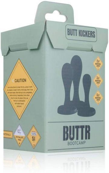 Набір анальних пробок, анальні іграшки BUTTR Butt Kickers Training Set — 3 розміри, присоски, чорного кольору | Зображення 2