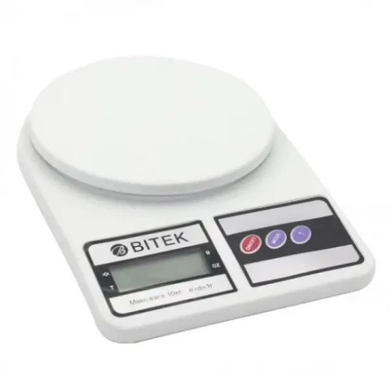 Весы кухонные электронные с платформой до 10 кг от 1г BITEK BT-400 Белые | Зображення 1