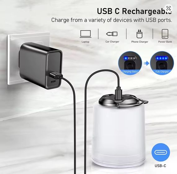 Кемпинговый подвесной фонарь LED-C1 с аккумулятором и USB-C зарядкой | Зображення 6