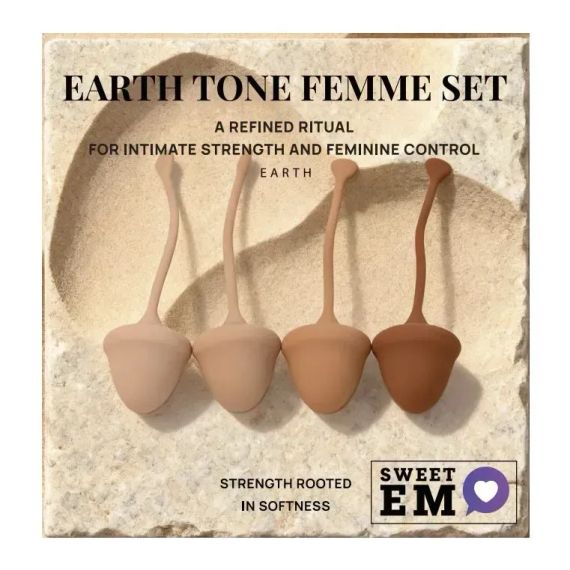 Набір вагінальних кульок Sweet Em, 4 шт з різною вагою, коричневі, 2.8 х 14.5 см Sex Aura