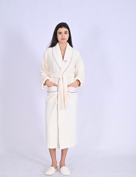 Жіночий халат з тапочками Nusa 4335 кремовий L/XL
