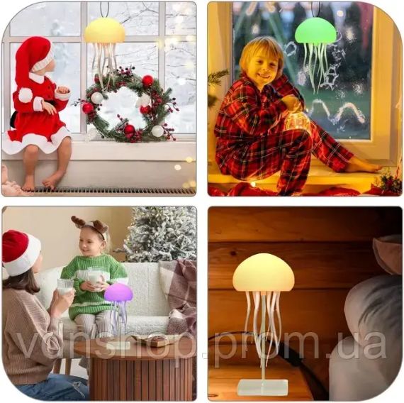 Настольная лампа ночник в виде медузы с движениями, оборотами и цветопередачей RGB | Зображення 4