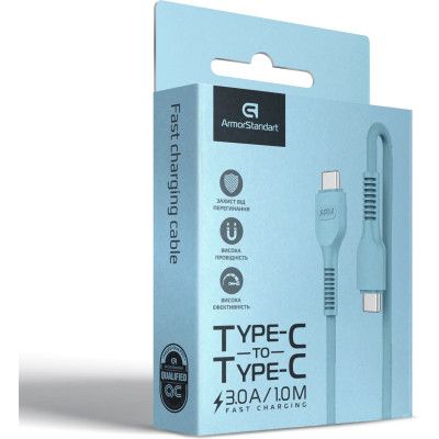 Дата кабель USB-C to USB-C 1.0m AR88 3A blue Armorstandart (ARM65292) | Зображення 4