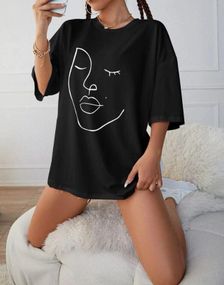 Футболка женская с принтом повседневная S Черная