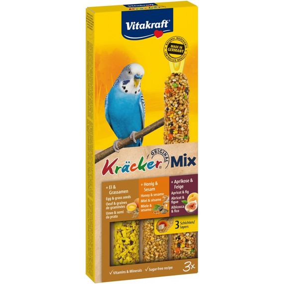 Ласощі Vitakraft Kracker Original Trio-Mix крекер для декоративних папуг з медом і фруктами та яйцем 3 шт/уп