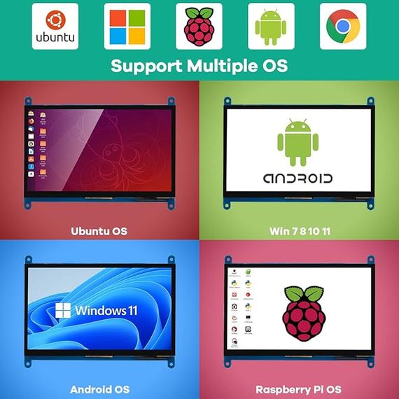 LAFVIN 7-дюймовый IPS LCD сенсорный экран дисплей панель 1024 x 600 емкостный экран HDMI монитор для Raspberry Pi, BB черный, Windows 10 8 7 | Зображення 2