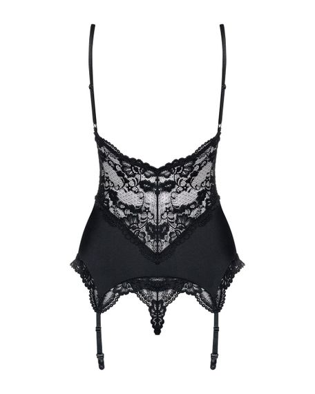 Сатиновий мереживний корсет Obsessive Obsessive 810-COR-1 babydoll & thong, S/M | Зображення 5