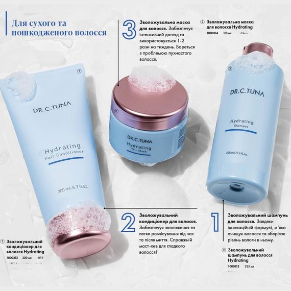 Зволожуючий шампунь безсульфатний для сухого та пошкодженого волосся Farmasi Hydrating Dr. C.Tuna 225 мл | Зображення 2