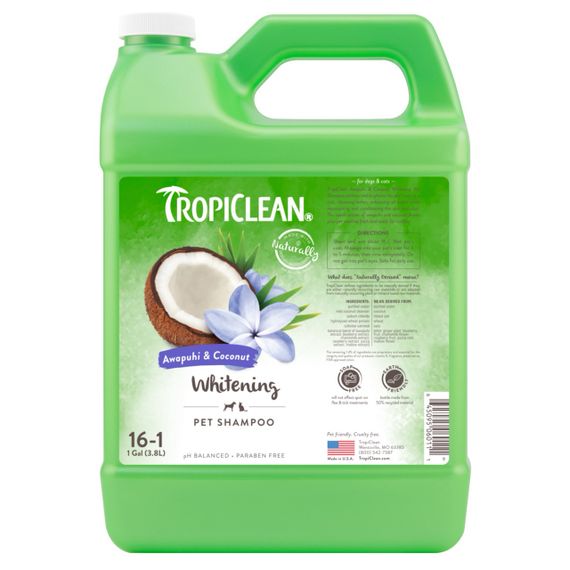 Шампунь с имбирем и кокосом для собак и котов с белой шерстью TropiClean Whitening Shampoo, 3.79 л