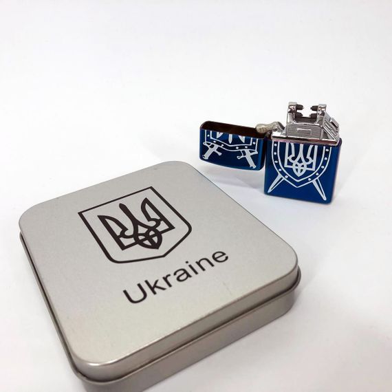Дугова електроімпульсна запальничка USB Україна (металева коробка) HL-446. CP-122 Колір: синій | Зображення 8