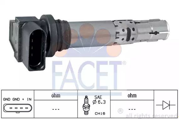 Котушка запалювання Golf V/Caddy III/Fabia/Octavia 1.2/1.4/1.6 03-, FACET (96374) | Зображення 2