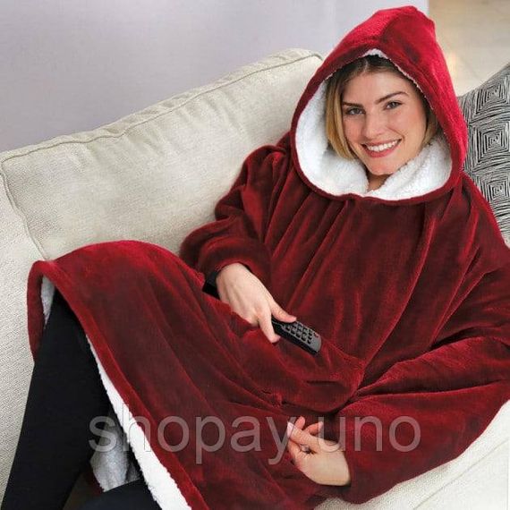 Плед-Толстовка з капюшоном і рукавами Huggle Hoodie Blanket 3-в-1 Унісекс • Теплий худі + Зігріваючий ковдру + Домашній халат | Зображення 4