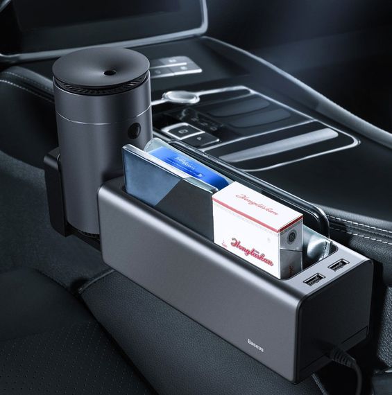 Автомобильный органайзер Baseus Deluxe Metal Armrest Console Organized CRCWH-A01 2 USB 5V/2A Черный | Зображення 2