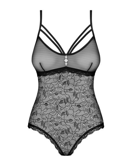 Мереживне боді з доступом 818-TED-1 teddy L/XL, чорне | Зображення 4