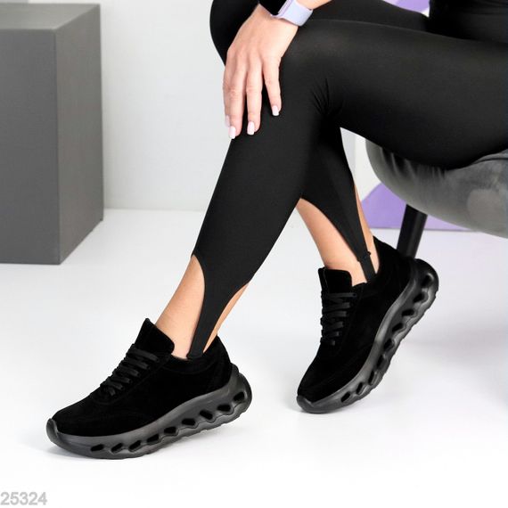 Молодежные дизайнерские черные кроссовки натуральная замша | Зображення 7