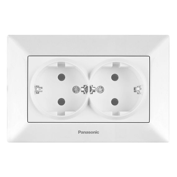 Розетка Panasonic Arkedia Slim двойная с заземлением,белая