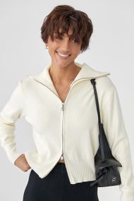 Трикотажний кардиган на блискавці - молочний цвет, ONE SIZE (є розміри)