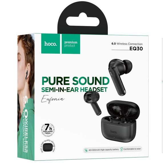 Бездротові TWS навушники Hoco EQ30 Eufonia Black | Зображення 3