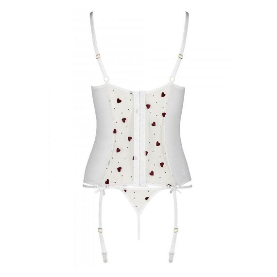 Корсет з підв'язками + стрінги Passion LOVELIA CORSET white, S/M | Зображення 5