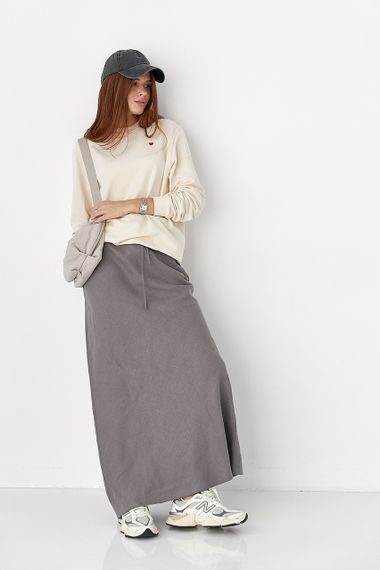 Однотонний світшот із сердечком - кремовий цвет, S (є розміри) | Зображення 2