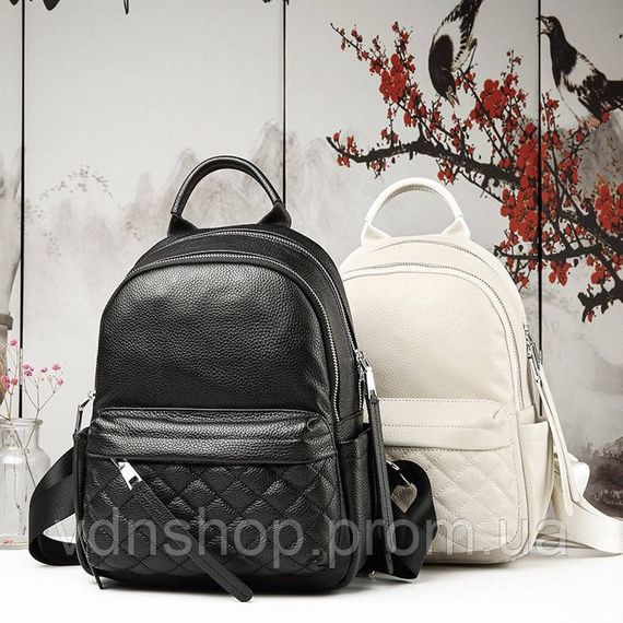 Жіночий шкіряний наплічник міський 35х26х17, рюкзак з натуральної шкіри, білий | Зображення 7