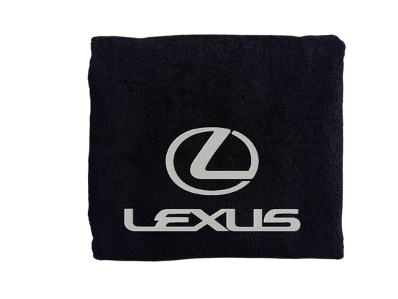 Рушник з вишивкою махровий банний 70*140 чорний автомобілісту Лексус Lexus 00451