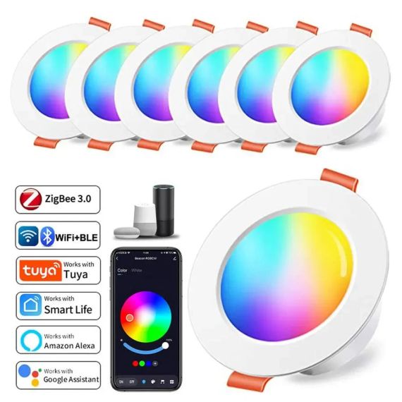 Светильник умный Tuya Smart LED WiFi встраиваемый 2700-6500 K 10W | Зображення 1