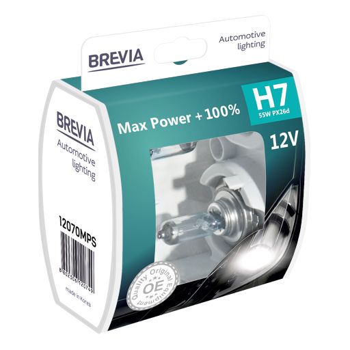 12070MPS BREVIA Автолампа H7 12V 55W PX26d Max Power +100% S2 HALOGEN