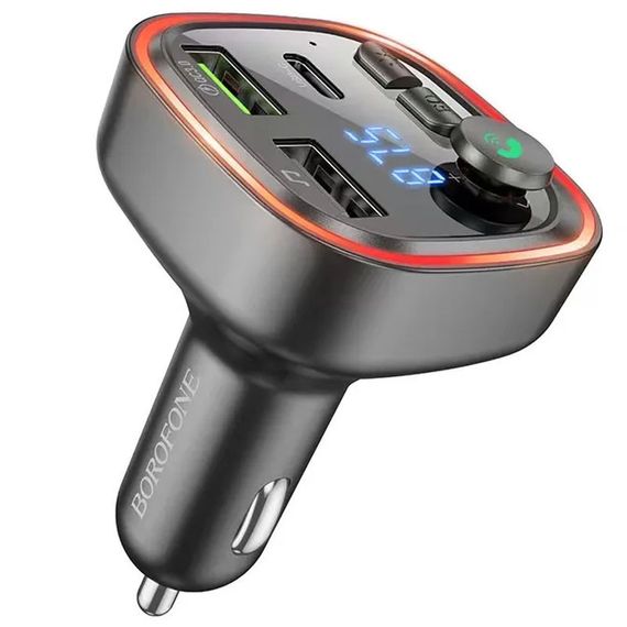 АЗУ FM модулятор Borofone BC48 Broad 18W+QC3.0 (2USB-A/1C) Black