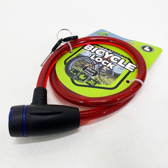 Замок велосипедний KIHUU LOCK 187, 12*80 тросовий, 2 ключі. Колір: червоний TF-20 | Зображення 2