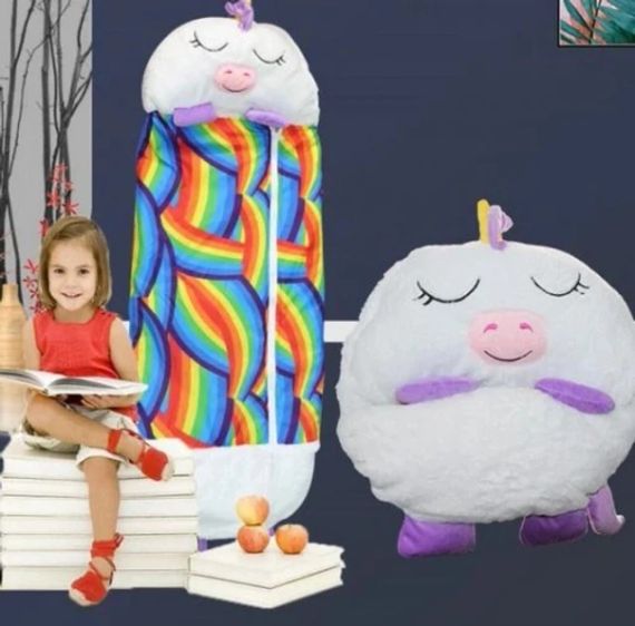 Детский спальный мешок-плюшевая игрушка подушка Единорог Baby sleeping bag Size S WHITE 3в1 теплый | Зображення 2